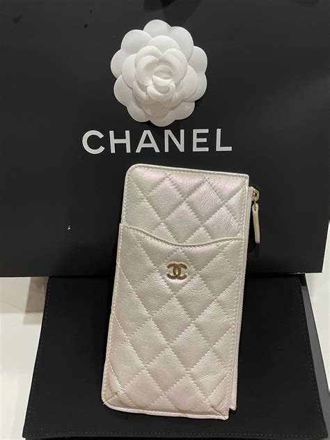 chanel phone case card holder|Chanel phone holder with chain.